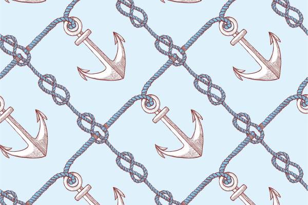 船锚绳子印花矢量图服装面料数码印花花型