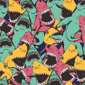 海洋动物鲨鱼矢量图服装面料数码印花花型