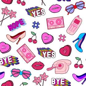 几何墨镜字母高跟鞋矢量图服装面料数码印花花型