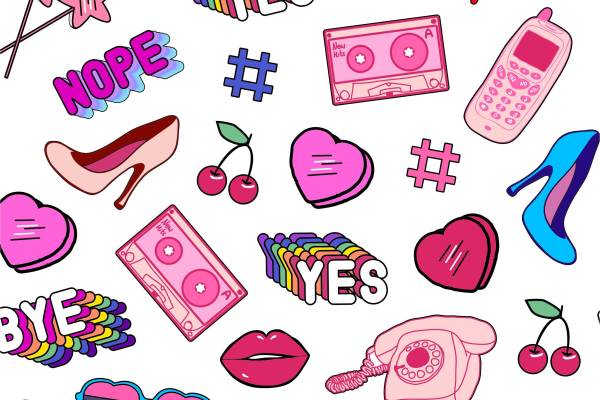 几何墨镜字母高跟鞋矢量图服装面料数码印花花型