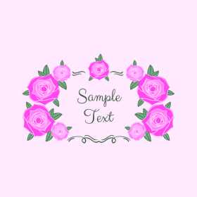 粉红色植物玫瑰花字母矢量图服装T恤烫图印花花型