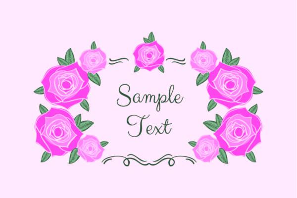 粉红色植物玫瑰花字母矢量图服装T恤烫图印花花型