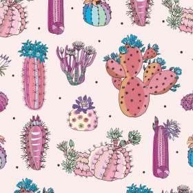 仙人掌植物花卉矢量图服装面料数码印花花型