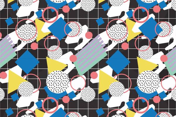 几何格子正方形圆形矢量图服装面料数码印花花型