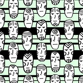 几何图形条纹人物图案矢量图服装面料数码印花花型