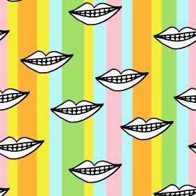 多彩几何条纹嘴唇矢量图服装面料数码印花花型