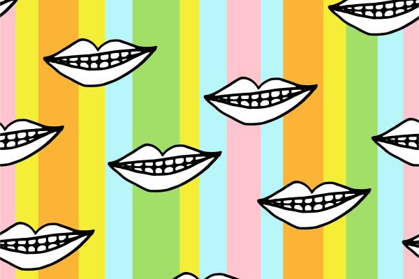 多彩几何条纹嘴唇矢量图服装面料数码印花花型