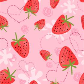 粉色草莓水果矢量图服装面料数码印花花型