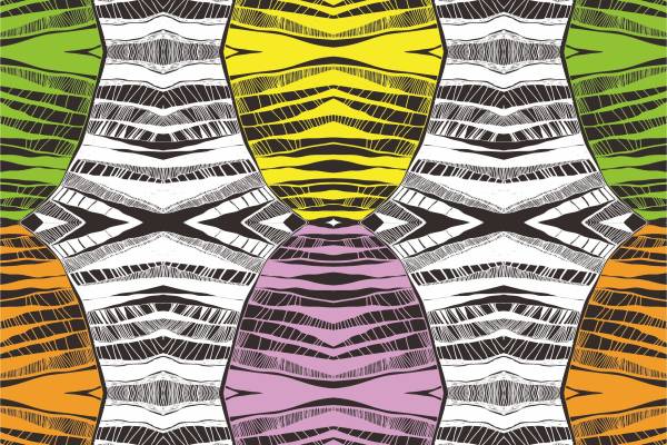 黑白多彩几何矢量图服装面料数码印花花型