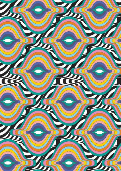 多彩几何条纹拼接矢量图服装面料数码印花花型