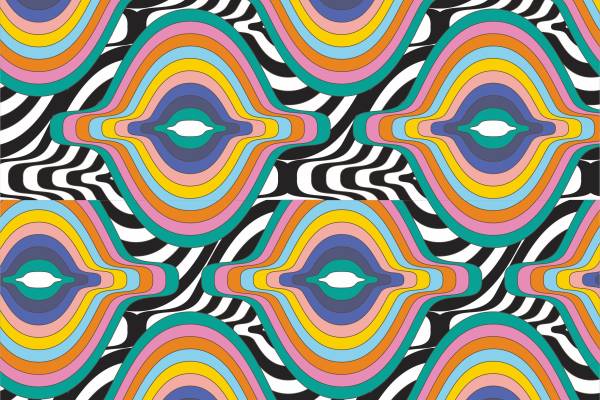 多彩几何条纹拼接矢量图服装面料数码印花花型