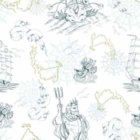 神话海神花型矢量图服装面料数码印花花型