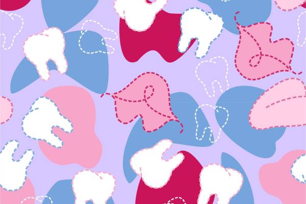 几何牙齿唇印矢量图服装数码印花花型