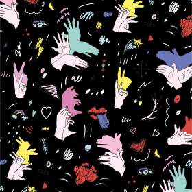 几何手掌心形手绘矢量图服装面料数码印花花型