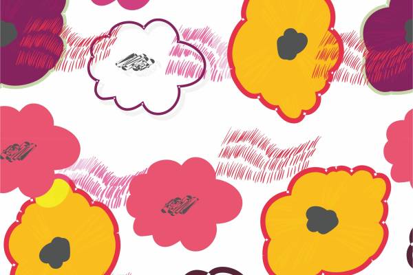 几何手绘花朵矢量图服装面料数码印花花型