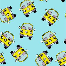 儿童卡通小汽车巴士矢量图服装面料数码印花花型