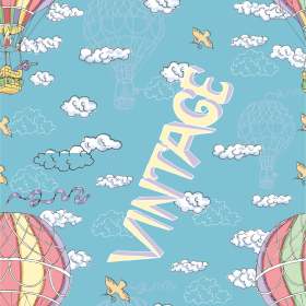 热气球天空云朵矢量图服装面料数码印花花型