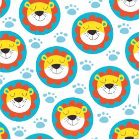 儿童卡通狮子花型矢量图服装面料数码印花花型