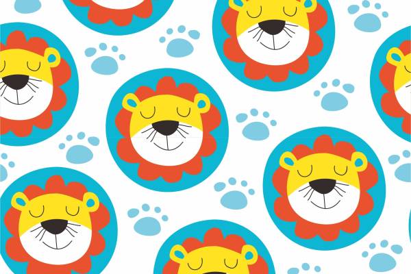 儿童卡通狮子花型矢量图服装面料数码印花花型