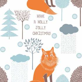 卡通狐狸植物矢量图服装面料数码印花花型