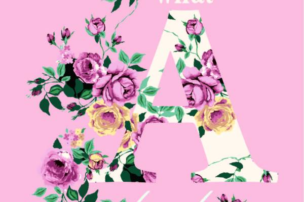 字母牡丹花矢量图服装裁片T恤烫图印花花型