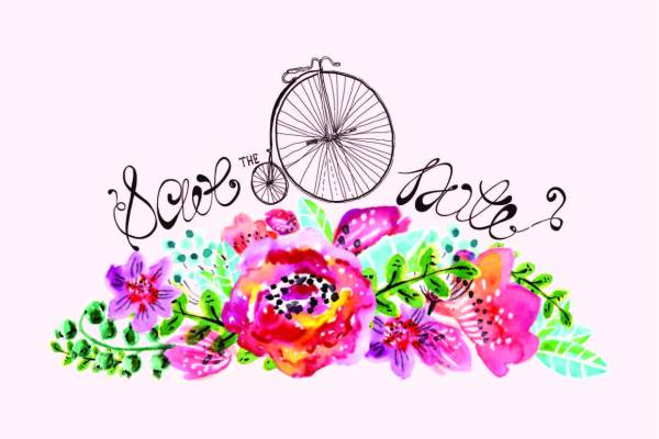 水彩字母自行车矢量图服装裁片T恤烫图印花花型