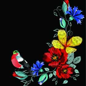 植物牡丹花卉矢量图服装裁片T恤印花花型