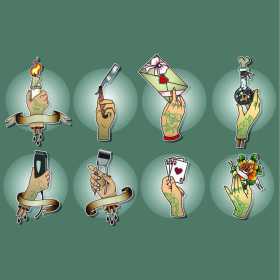 手扑克蜡烛信封矢量图服装裁片T恤烫图素材花型