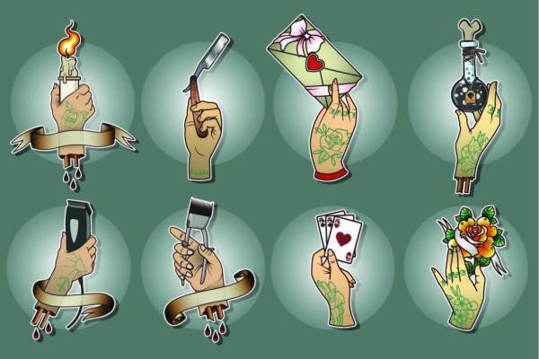 手扑克蜡烛信封矢量图服装裁片T恤烫图素材花型