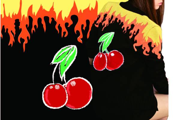 果实火焰花纹矢量图服装裁片T恤烫图印花素材