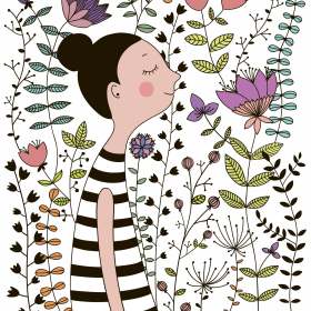 卡通人物植物花卉矢量图服装裁片T恤烫图素材