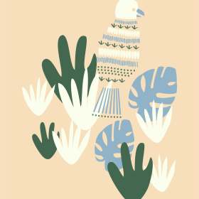 几何叶子鸽子矢量图服装裁片T恤烫图花型素材