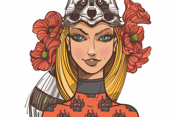 卡通人物花卉矢量图服装裁片T恤烫图花型素材