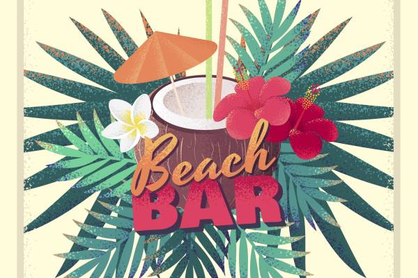 椰子植物叶子花卉矢量图服装裁片T恤烫图印花素材