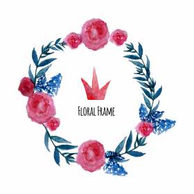 水彩植物花卉字母皇冠矢量图服装裁片T恤烫图印花素材