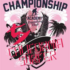 几何冲浪椰子树老鹰字母矢量图服装T恤裁片烫图印花素材