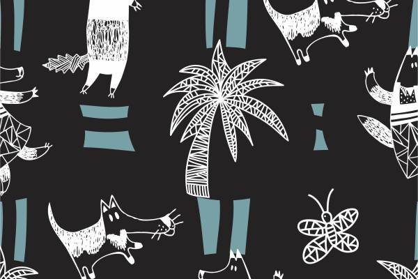 儿童几何卡通印花矢量图服装面料数码印花花型