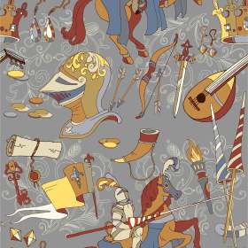 欧洲风骑士马匹皇冠矢量图服装数码印花花型素材