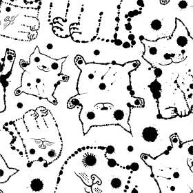 黑白卡通猫咪矢量图服装数码印花花型素材