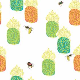 蜜蜂几何菠萝矢量图服装面料数码印花花型素材