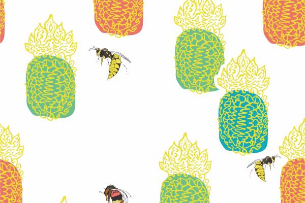 蜜蜂几何菠萝矢量图服装面料数码印花花型素材