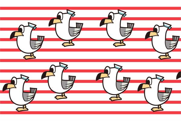 条子海鸥海军风矢量图服装面料数码印花花型