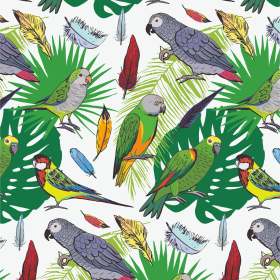 几何鹦鹉植物叶子矢量图热带风服装面料数码印花花型