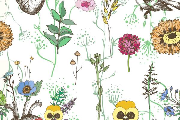 几何花卉飞鸟矢量图服装面料数码印花花型素材