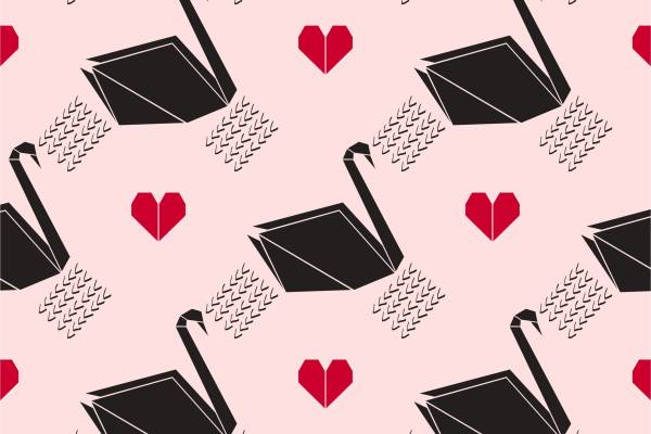 几何天鹅心形矢量图服装面料数码印花素材