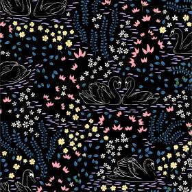 几何花卉叶子天鹅图案矢量图服装面料数码印花素材