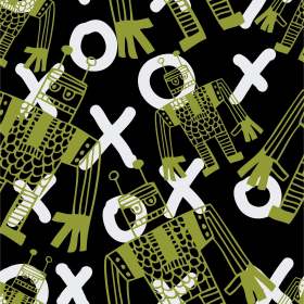 字母XO机器人拼接矢量图服装面料数码印花花型素材