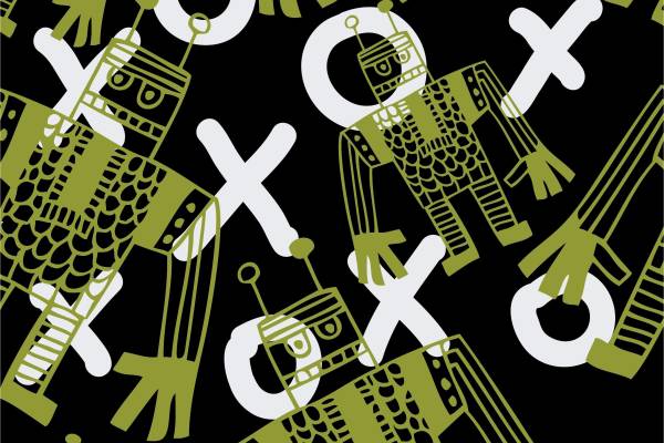 字母XO机器人拼接矢量图服装面料数码印花花型素材