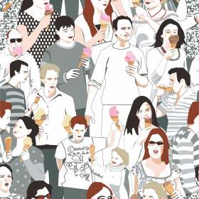 卡通人物雪糕字母矢量图服装数码印花花型素材