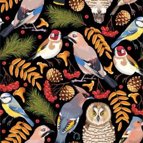 飞鸟猫头鹰矢量图服装面料数码印花花型素材